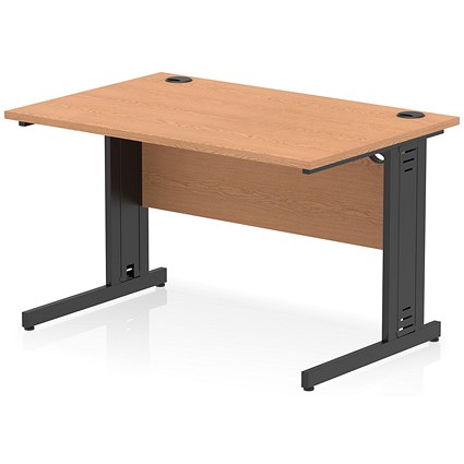 Impulse 1200mm Rectangular Desk, Black Cable Managed Leg, Oak