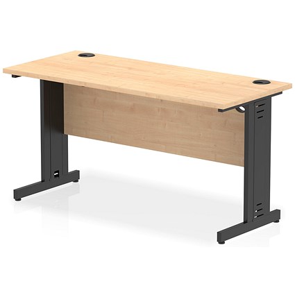 Impulse 1400mm Slim Rectangular Desk, Black Cable Managed Leg, Maple