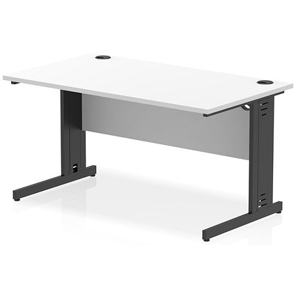 Impulse 1400mm Rectangular Desk, Black Cable Managed Leg, White