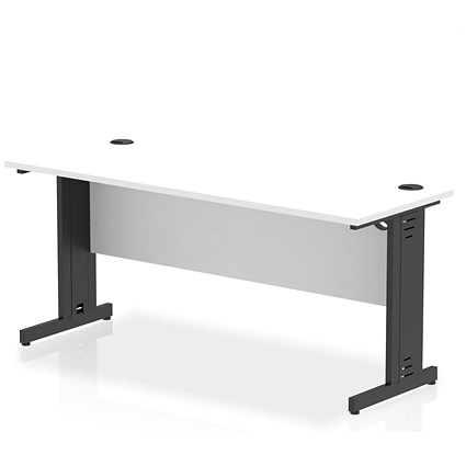 Impulse 1600mm Slim Rectangular Desk, Black Cable Managed Leg, White