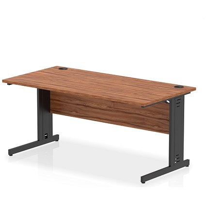 Impulse 1600mm Rectangular Desk, Black Cable Managed Leg, Walnut