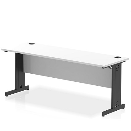 Impulse 1800mm Slim Rectangular Desk, Black Cable Managed Leg, White