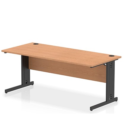 Impulse 1800mm Rectangular Desk, Black Cable Managed Leg, Oak