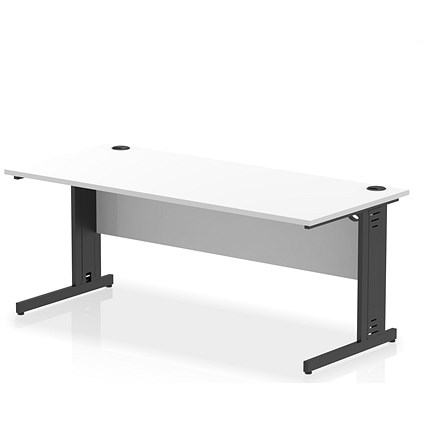 Impulse 1800mm Rectangular Desk, Black Cable Managed Leg, White