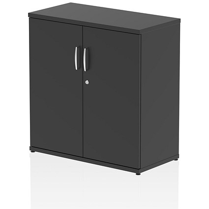 Impulse Low Cupboard, 1 Shelf, 800mm High, Black