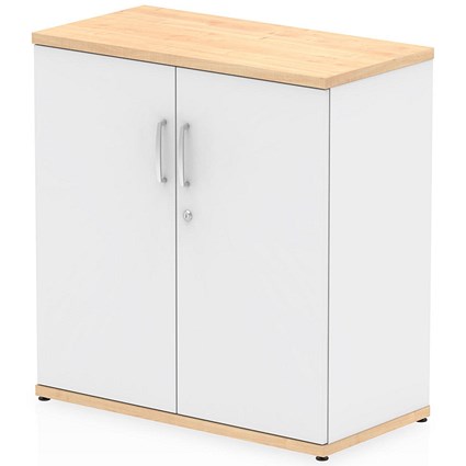 Impulse Two-Tone Low Cupboard, 1 Shelf, 800mm High, Maple and White