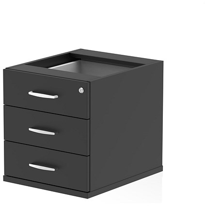 Impulse 3 Drawer Fixed Pedestal, 550mm Deep, Black