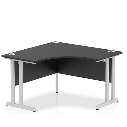 Impulse 1200mm Corner Desk, Silver Cantilever Leg, Black