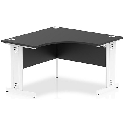 Impulse 1200mm Corner Desk, White Cable Managed Leg, Black