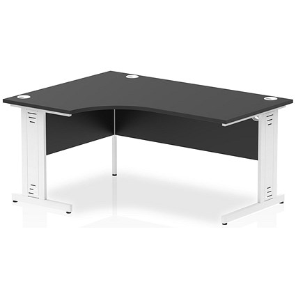 Impulse 1600mm Corner Desk, Left Hand, White Cable Managed Leg, Black