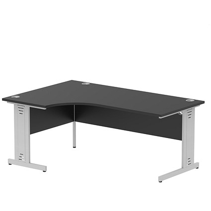 Impulse 1800mm Corner Desk, Left Hand, Silver Cable Managed Leg, Black