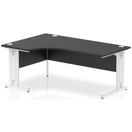 Impulse 1800mm Corner Desk, Left Hand, White Cable Managed Leg, Black