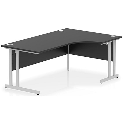 Impulse 1600mm Corner Desk, Right Hand, Silver Cantilever Leg, Black