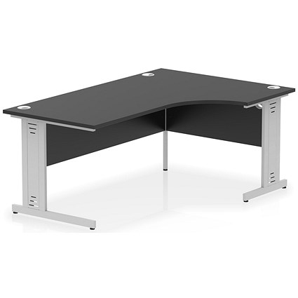 mpulse 1600mm Corner Desk, Right Hand, Silver Cable Managed Leg, Black