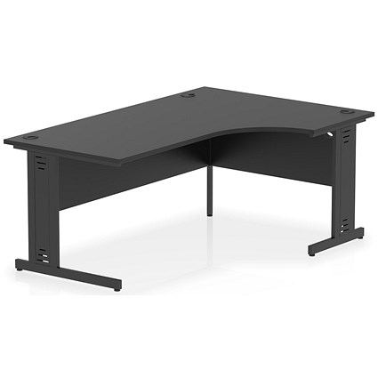 Impulse 1800mm Right Crescent Office Desk Black Top Black Cable Managed Leg