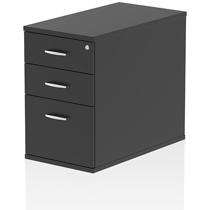 Impulse Desk High 3 Drawer Pedestal, 800mm Deep, Black