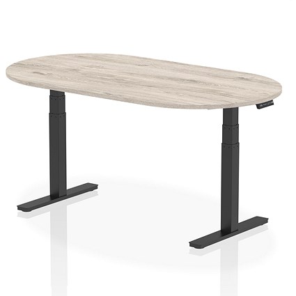 Impulse Sit-Standing Boardroom Table, 1800mm, Black Leg, Grey Oak