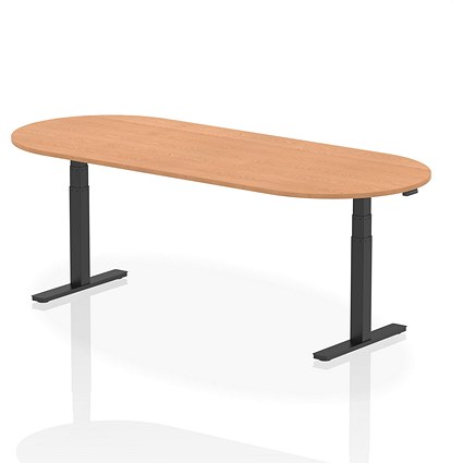 Impulse Sit-Standing Boardroom Table, 2400mm, Black Leg, Oak