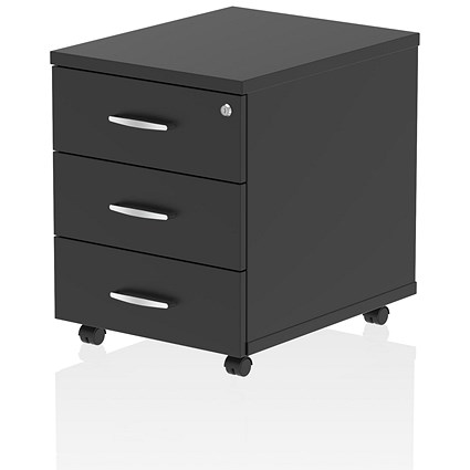 Impulse 3 Drawer Mobile Pedestal, Black