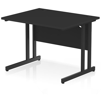 Impulse 1000mm Rectangular Desk, Black Cantilever Leg, Black