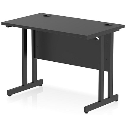 Impulse 1000mm Slim Rectangular Desk, Black Cantilever Leg, Black