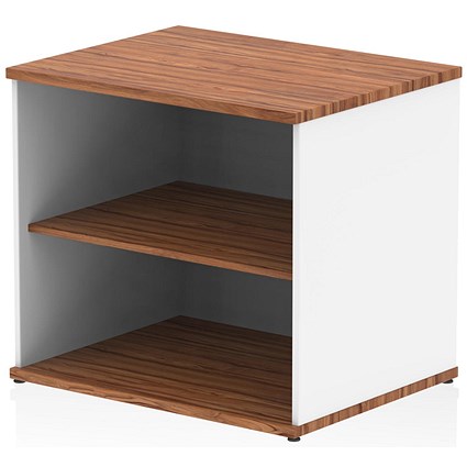 Impulse Two-Tone Desk High Bookcase, 1 Shelf, Walnut and White