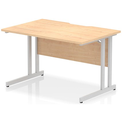 Impulse 1200mm Scalloped Edge Rectangular Desk, Silver Cantilever Legs, Maple