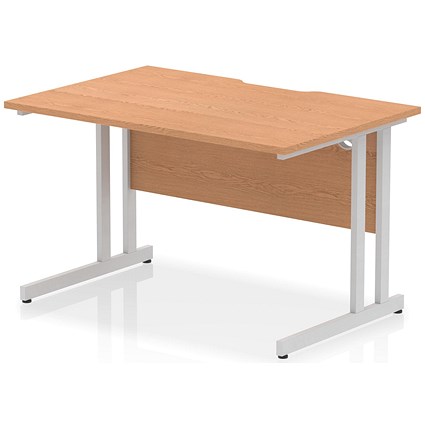 Impulse 1200mm Scalloped Edge Rectangular Desk, Silver Cantilever Legs, Oak