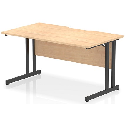 Impulse 1400mm Scalloped Edge Rectangular Desk, Black Cantilever Legs, Maple