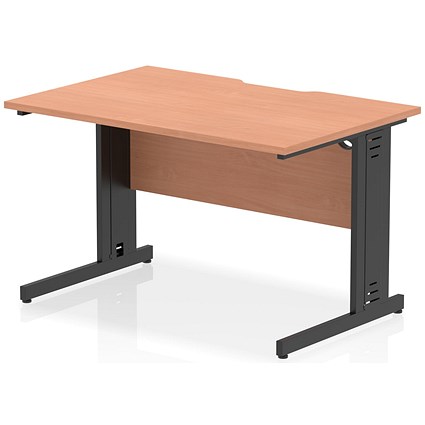 Impulse 1200mm Scalloped Edge Rectangular Desk, Black Cable Managed Legs, Beech