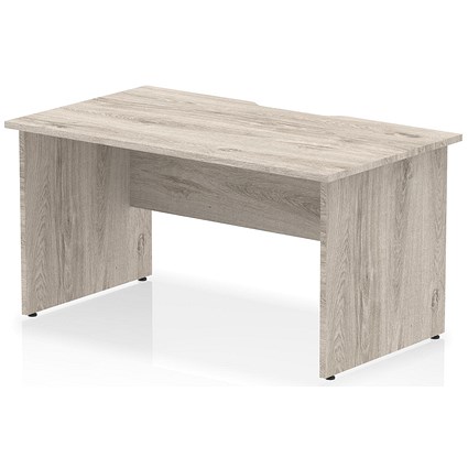 Impulse 1400mm Scalloped Edge Rectangular Desk, Panel End Legs, Grey Oak