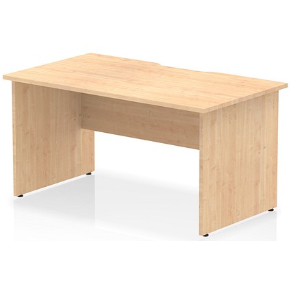 Impulse 1400mm Scalloped Edge Rectangular Desk, Panel End Legs, Maple