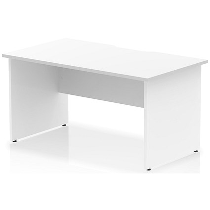 Impulse 1400mm Scalloped Edge Rectangular Desk, Panel End Legs, White