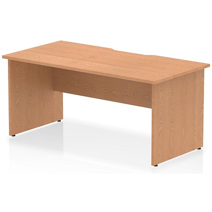 Impulse 1600mm Scalloped Edge Rectangular Desk, Panel End Legs, Oak