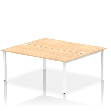 Impulse 2 Person Bench Desk, Back to Back, 2 x 1800mm (800mm Deep), White Frame, Maple