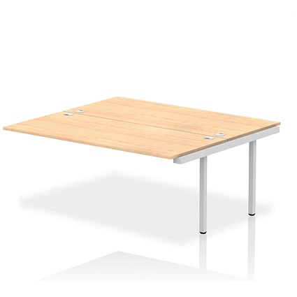 Impulse 2 Person Bench Desk Extension, Back to Back, 2 x 1800mm (800mm Deep), Silver Frame, Maple