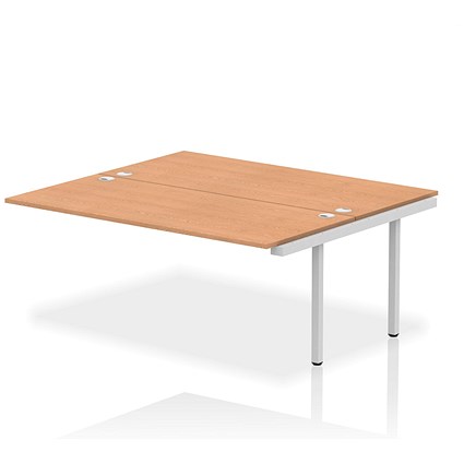 Impulse 2 Person Bench Desk Extension, Back to Back, 2 x 1800mm (800mm Deep), Silver Frame, Oak