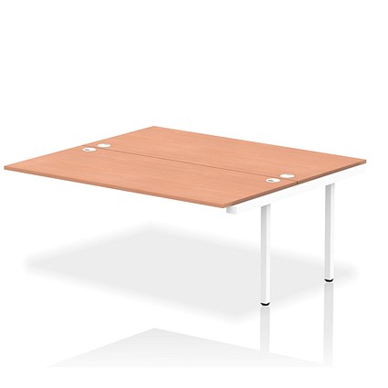 Impulse 2 Person Bench Desk Extension, Back to Back, 2 x 1800mm (800mm Deep), White Frame, Beech