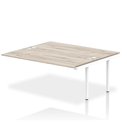 Impulse 2 Person Bench Desk Extension, Back to Back, 2 x 1800mm (800mm Deep), White Frame, Grey Oak