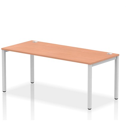 Impulse 1 Person Bench Desk, 1800mm (800mm Deep), Silver Frame, Beech