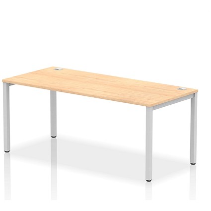 Impulse 1 Person Bench Desk, 1800mm (800mm Deep), Silver Frame, Maple