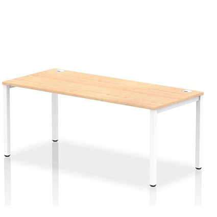 Impulse 1 Person Bench Desk, 1800mm (800mm Deep), White Frame, Maple