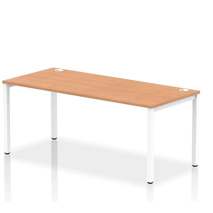 Impulse 1 Person Bench Desk, 1800mm (800mm Deep), White Frame, Oak