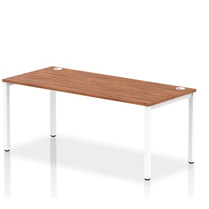 Impulse 1 Person Bench Desk, 1800mm (800mm Deep), White Frame, Walnut