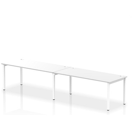 Impulse 2 Person Bench Desk, Side by Side, 2 x 1800mm (800mm Deep), White Frame, White