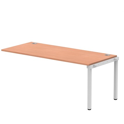 Impulse 1 Person Bench Desk Extension, 1800mm (800mm Deep), Silver Frame, Beech