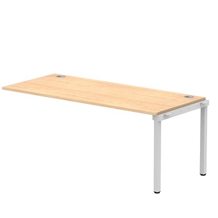 Impulse 1 Person Bench Desk Extension, 1800mm (800mm Deep), Silver Frame, Maple