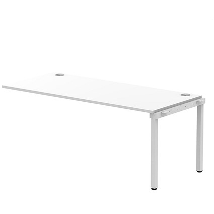 Impulse 1 Person Bench Desk Extension, 1800mm (800mm Deep), Silver Frame, White