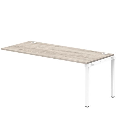 Impulse 1 Person Bench Desk Extension, 1800mm (800mm Deep), White Frame, Grey Oak