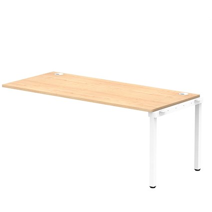 Impulse 1 Person Bench Desk Extension, 1800mm (800mm Deep), White Frame, Maple